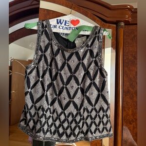 Black and Silver Geometric Blouse
